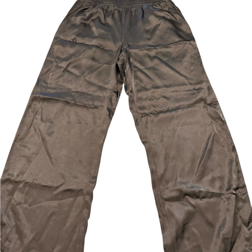 Nation LTD Black‎ Satin Pull On Pants Rayon Small Side Black Stripe Women’s